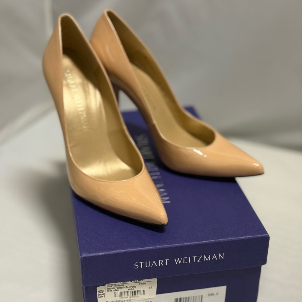 Stuart Weitzman Nude Patent Leather Heels